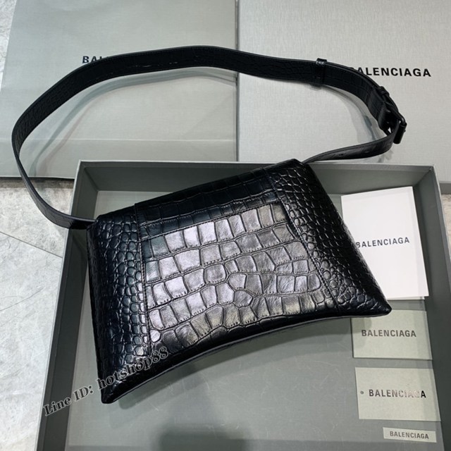 Balenciaga巴黎世家專櫃爆款大號鱷魚黑Hourglass沙漏包 fyj1812